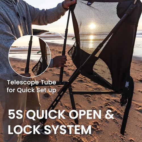 Campster 2.0 Ultra Lightweight Backpack Chair with 5s Folding, Small Compact Portable Hiking Chairs with Bottled Sized for Camping, Outside, Climbing, Beach, Fishing - color: Onyx Black