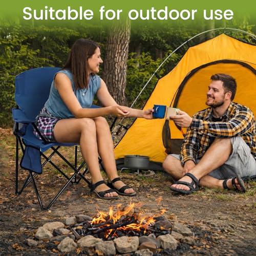 Folding Camping Chair with Cup Holder & Side Storage Bag 300lbs Capacity Lightweight High Back Portable for Beach, Picnic, Sport, Cyan - color: Cyan, size: 1 Pack