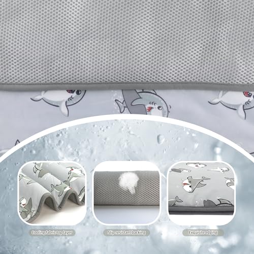 DELIFUR Cat Cooling Mat- Pet Cooling Mat Outdoor for Dogs Self Cooling Pad for Kitten Cat Puppy Machine Washable (Small, Grey Shark) - color: Grey Shark, size: S: 19.5" x 15.5"