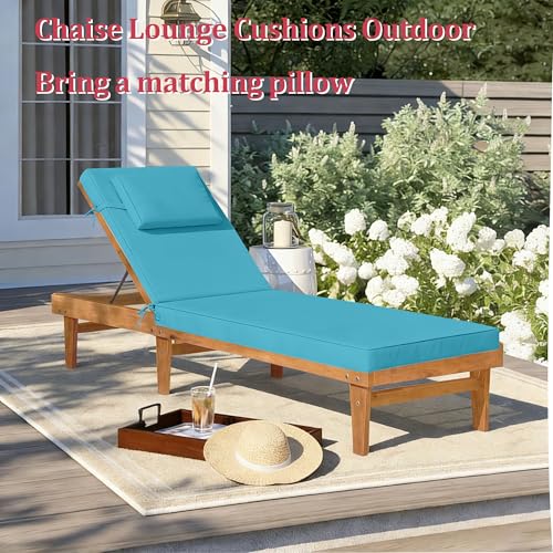 Chaise Lounge Cushions Outdoor 72x21x4 Inch, Patio Lounger Chair Cushion with Removable Cover, Fade Resistant Replacement Pad for Outdoor Furniture (Lake Blue, 72x21x4 inch) - color: Lake Blue