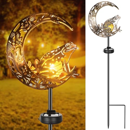 VIHOSE Solar Frog Outdoor Lights Waterproof Moon Garden Stake Lights Warm White LED Decorative Pathway Lighting for Yard, Lawn, Gifts for Mom, Women & Gardening Lovers
