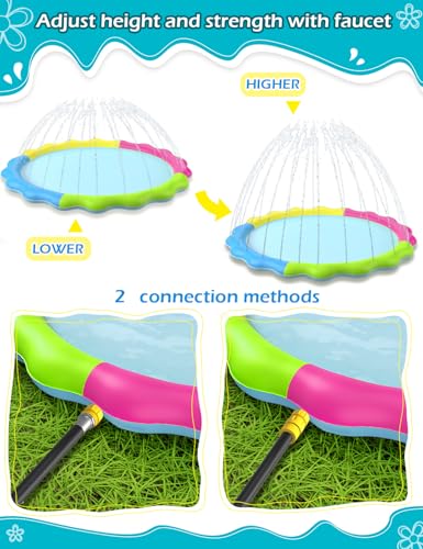 Kids Dog Splash Pad Sprinkler - Jasonwell Non Slip Dog Sprinkler Pad Splash Pool Puppy Dogs Pool Summer Outdoor Water Toys Backyard Durable Splash Pad for Toddlers Kids Small Medium Large Dogs Pet - style: Rainbow-67"