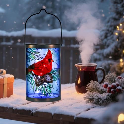 MUMTOP Hanging Solar Lanterns Outdoor Waterproof, Christmas Lantern Cardinal Solar Lights Outdoor Decorative Solar Lanterns Tabletop Lamp for Patio Garden Yard Christmas Decor - style: Christmas