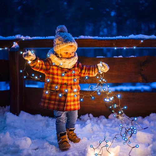 Flechllary Solar String Lights for Outside, 39Ft 100 LED Solar String Lights Outdoor with 8 Modes，Solar Lights for Outside Waterproof for Yard, Fence,Balcony, Party,Christmas Tree Decorations (Blue) - color: Blue, size: 1 Pack 100 LED