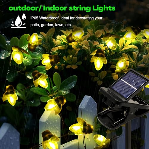 ANGMLN Solar Firefly Lights, 30 LED Solar Fireflies Fairy String Lights Outdoor Decor 19.6FT Solar Powered String Lights Waterproof for Garden Patio Home Wedding Party Spring - style: Solar Fireflies String Lights