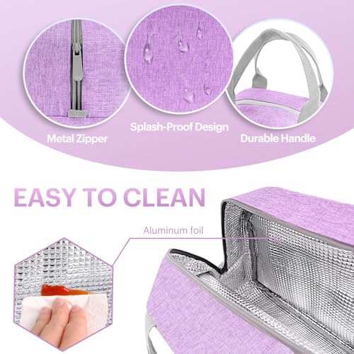 Lunch Bag for Women & Men Adult Insulated Lunch Box, Small Leakproof Cooler Food Lunch Containers Reusable High Capacity Lunch Tote Bags for Work, Travel, Outdoor (Purple) - color: Purple