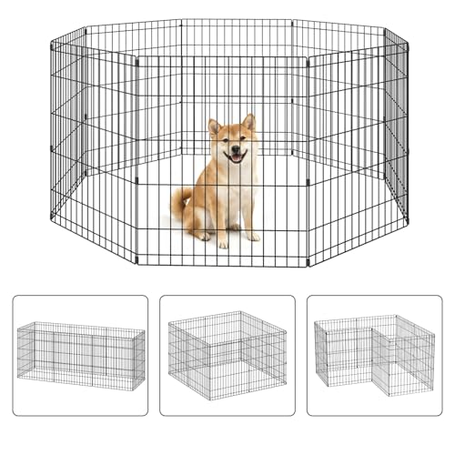 NChanmar Pet Dog Palypen Foldable Portable Metal Dog Fence Pet Exercise Pen for Outdoor & Indoor 30 Inch Height 8 Panels Puppy Palypen Kenne w/Door for Puppy Dogs Small Breeds, Black - size: 30 In