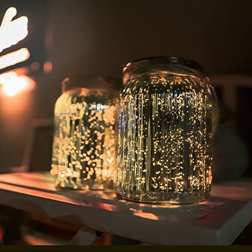 Hanging Solar Lantern Outdoor,Solar Lights Mercury Mason Jar Glass Hanging Lights with 20 LED Waterproof for Tree, Table, Yard, Garden, Patio, Holiday Party Outdoor Decor,2 Pack - style: Warm light