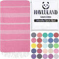 HAVLULAND Turkish Beach Towels, Oversized 40"x72" Turkish Bath Towel, Highly Absorbent Quick Dry Sand Free Beach Towels, Lightweight Pool Travel Camping Picnic Blanket - Pink - color: Pink