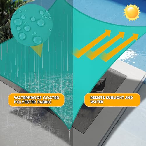 Shade&Beyond Waterproof Sun Shade Sail, UV Block Sun Shades Outdoor, Shade Canopy for Garden Patio Backyard Lawn Deck, Turquoise,10'X13' Rectangular - color: Turquoise, size: 1 0' X 1 3', style: Rectangle
