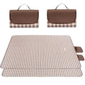 Wind Tour Waterproof Picnic Blanket with Carry Strap - Foldable Sandproof Outdoor Mat for Camping, Beach, Park - 59" x 71",Coffee Grid (Two Mat Set) - color: 59” X 71“,coffee Grid (Two Mat Set)