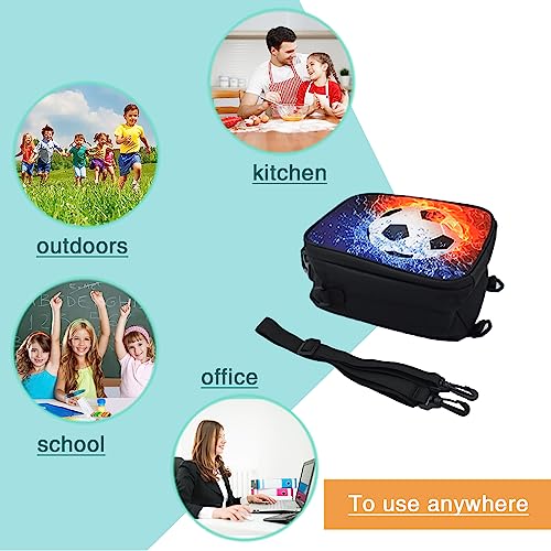 Lunch Tote, 2019 Upgrade Insulated Football Lunch Bag- Waterproof Reusable Lunch Box Portable Meal Bag Ice Pack for Kids Boys Girls -Black - color: Football Red