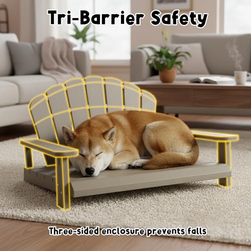 Fancyango Resin Dog Sofa Indoor Outdoor Waterproof Bed Stable Resin Comfort Design - Easy Assembly in Minutes (Gray 35.24''*29''*18.5'') - color: Gray