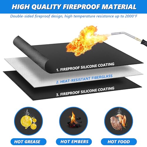 Large 65 x 39 Inch Under Grill Mats for Outdoor Grill, Heavy Duty Fireproof Deck Patio Protector Mat, BBQ Mat for Under BBQ, Oil-Proof Waterproof Grill Floor Pads for Charcoal, Smoker, Gas Grills