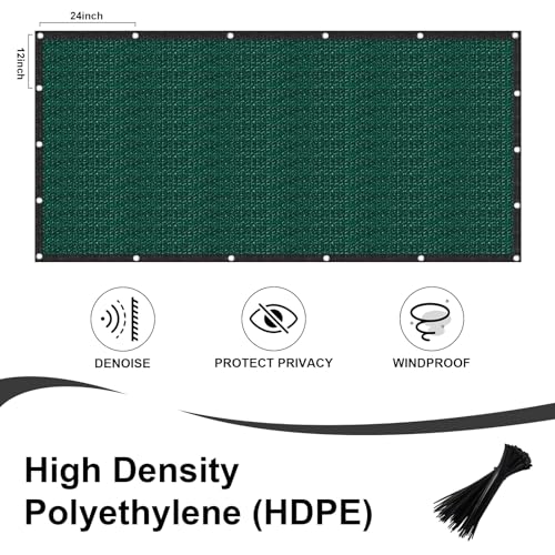 LOVE STORY 4'x25' Fence Privacy Screen Outdoor Mesh Fencing Covers Screen Fence Wind Block with Grommets for Patio Garden Wall Backyard, Dark Green (We Make Custom Size) - color: Dark Green, size: 0 4'x2 5'