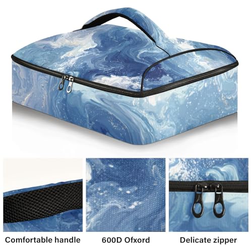 Casserole Carriers for Hot or Cold Food Reusable Casserole Dish Carrier Insulated Thermal Large Capacity Durable Perfect for Party Camping Family Gatherings Yellow Fish - color: Blue Swirling Fluid