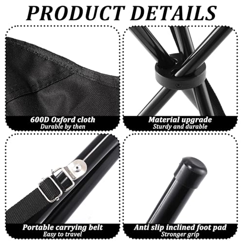 2PCS Portable Folding Camping Stool,Travel Outdoor Tripod Seat,Black Folding Camping Chairs for Camping Party Picnic Beach Garden Lawn Walking Hiking - color: Black