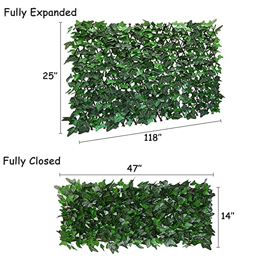 Sumery Expandable Fence Privacy Screen for Balcony Patio Outdoor,Decorative Faux Ivy Fencing Panel,Artificial Hedges (Single Sided Leaves) (1, Green-Ivy) - color: Green-Ivy