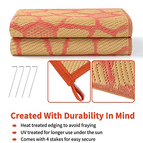Boulder Bee Outdoor Rugs | Plastic Straw Rug | Waterproof Outdoor Camping Rugs | Quick Drying Picnic Rug | Sand Free Reversible Beach Mats | 5 x 8 Feet | 2.7 lb - color: Yellow, size: 5*8 Feet