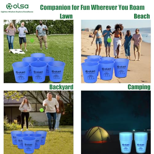 Olsa Giant Yard Pong Outdoor Games, Classic Toss Games for Beach Camping Lawn Backyard Party, Indoor Outdoor Game for Adults (Blue Glow in Dark) - color: Blue Glow in the Dark