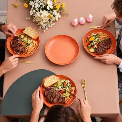 Wheat Straw Plates Set of 4, Unbreakable Deep Dinner Plates, 7.9 Inch Microwave & Dishwasher Safe, BPA Free Reusable Plates for Camping, Parties & Daily Use (Orange) - color: Orange