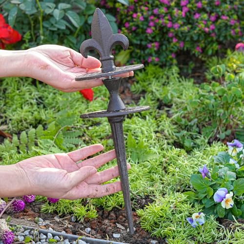 Sungmor Vintage Cast Iron Garden Hose Guide - Heavy Duty Hose Guide Stake for Lawns & Yard,Decoration Stake,Outdoor Water Pipe Decor - color: Style a