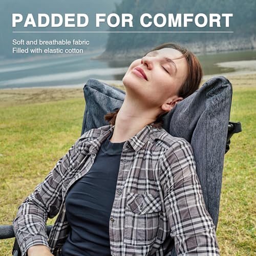 EVER ADVANCED Oversized Folding Rocking Camping Chairs Set of 2, Padded Portable Rocker Chair for Patio, Lawn and Outdoors, Heavy Duty Hard Armchair for Adults Supports 400lbs, Grey - color: Grey-2 Pack, style: Classic