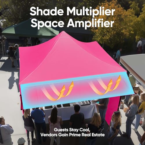 Quictent 10x10 Heavy Duty Pop up Canopy Tent with 3 Removable Sidewalls, Commercial Grade Instant Shelter with Wheeled Bag for Outdoor, Parties, Markets, 600D PU Coated UPF 50+ Sun Shield - color: Pink, size: 10x10