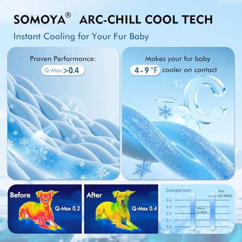 SOMOYA Dog Cooling Mat (Q-Max>0.4) Pet Cooling Pads Blanket Sleeping Kennel Mat,Ice Silk Cool Mat Pad Breathable Dog Bed Mats Beach for Large Dogs Cats (Blue, 27x22 in) - color: Blue, size: 22x27 in