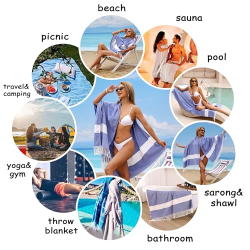 Beach Towel 2 Pack,Sand Free Beach Towels Oversized 39 x 72,Diamond Turkish Beach Towel Quick Dry,Lightweight Pool Towels for Adults,Cool Beach Essentials - color: 2 Pack Diamond Blank Dark Blue