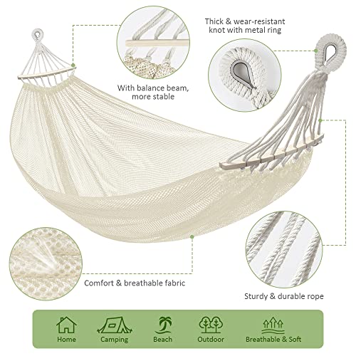 Outerman Camping Hammock,290 * 150cm(Max 550lb) Breathable Durable Portable Hammocks with Accessories, Perfect for Outdoor/Indoor Patio Backyard etc. - color: Beige