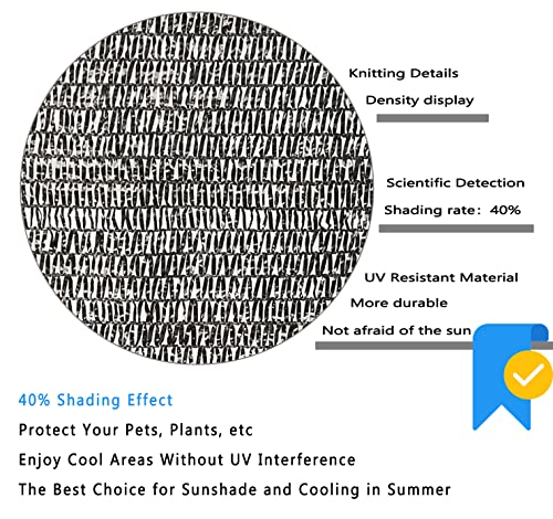 40% Sunblock Shade Cloth for Plants Cover, 10 x 12 FT Black Shade Net with Grommets, UV Resistant Sun Shade Mesh Fabric for Greenhouse, Pergola, Kennel, Patio, Garden and Balcony - color: 40% Blcak, size: 10 X 12 FT