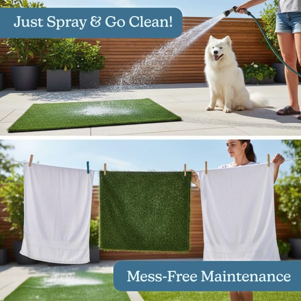 Artificial Grass Puppy Pee Pad for Dogs and Small Pets - Set of Three 18.25x14.25 Inch, Reusable 3-Layer Turf Pads for Dogs - Indoor and Outdoor Fake Grass Potty Pet Supplies by PETMAKER - size: Small 3-Layer Replacement Pads