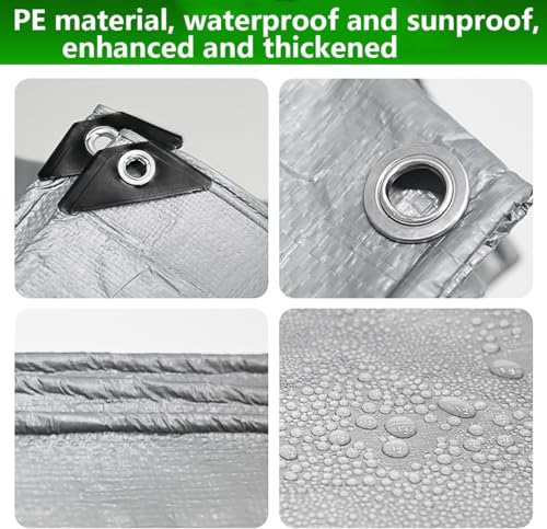 10'x 12' Tarps Heavy Duty Thick Waterproof, Poly Canopy Silver Tent Shelter Cover, 10 Mil Tarpaulin Shade, Rip and Tear Proof, UV Resistant Tarpaulin with Grommets and Reinforced Edges - color: Silver, size: 10 x 12ft