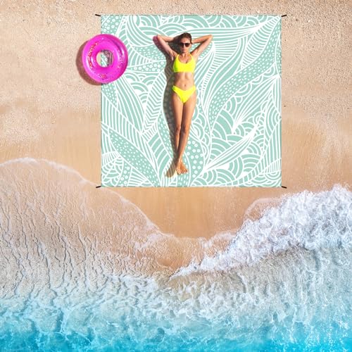 HIHOHO Beach Blanket Waterproof Sandproof Beach Mat for 1-8 Adults Quick Drying Durable Outdoor Picnic Mat for Beach Festival Travel Camping Hiking (LBL-Ripple, 79"×83"(4 Person)) - color: Lbl-ripple, size: 6'11" x 6'7"