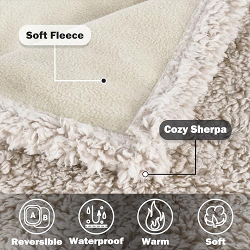 Kritter Planet Waterproof Dog Blanket, Reversible Water Proof Pet Blanket for Couch, Bed & Car, Washable Couch Covers for Medium Dogs - Protects Furniture from Fur, Dirt, and Accidents - color: Camel/Taupe, size: 50"x30"