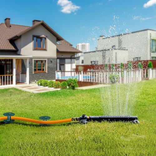 10 Inch Garden Hose Guide Spike, Rust Free Zink Sturdy Metal Stake, Heavy Duty Dark Green Spin Top, Keeps Garden Hose Out of Flower beds, for Plant Protection Greenhouse, Yard Lawn, 2PCS