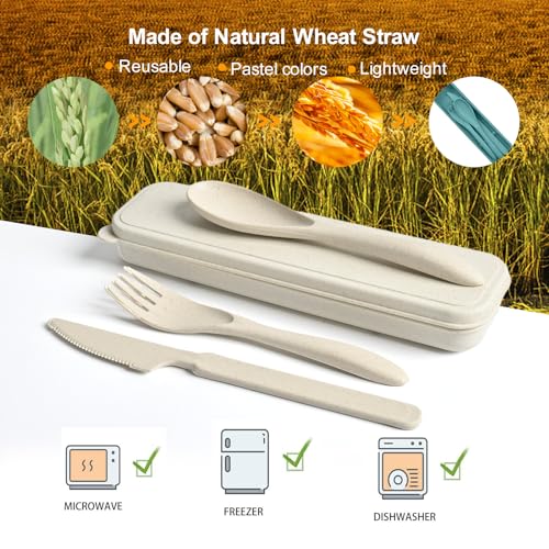 Reusable Utensils Set with Case, 4 Sets Travel Utensils with Case, Reusable Forks and Spoons Set for Lunch Box Accessories, Camping Utensils for Daily Use or Outdoor - color: Reusable Utensils Set with Case