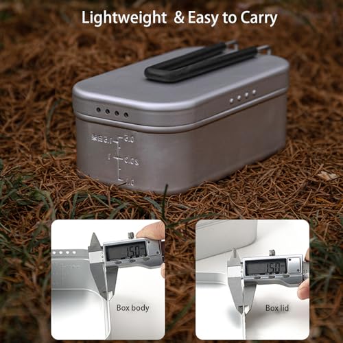 Campingmoon Camping Mess Tin Pressure Relief Aluminum Dinner Box Camping Bowls Cooking Pot with Foldable Handle for Camping & Cooking - color: S-2013(White)
