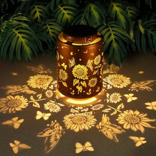 Tepaken Solar Outdoor Lanterns, Butterflies Garden Decor LED Light Hanging Waterproof Metal Lanterns for Patio, Pathway, Yard - style: Style_ Butterflies