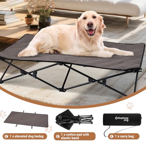 KingCamp Elevated Dog Bed for XL Dogs, Outdoor Raised Cooling Pet Cot Bed with Washable Breathable Mesh & No-Slip Feet Perfect for Camping, Backyard, Indoor Use (XL, Black) - size: X-large
