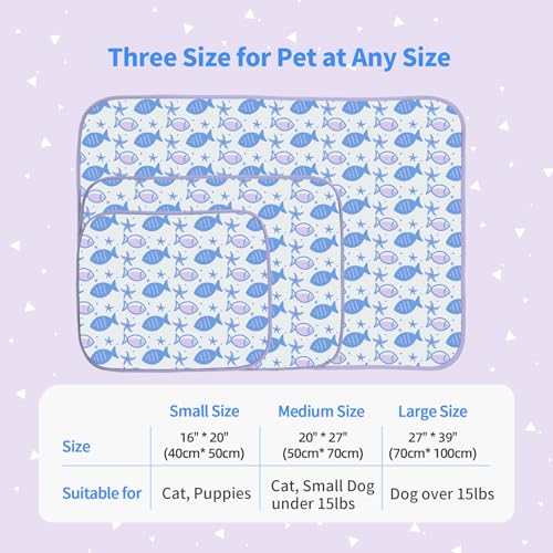 NWK Pet Cooling Mat -Q-Max>0.345 Ice Silk Cooling Mat for Dogs & Cats Portable & Washable Pet Cooling Blanket, Car Seats, Beds for Summer (Purple Fish, 20'' X 16'' X 0.3'') - color: Purple Fish, size: Small (20'' X 16'' X 0.3'')