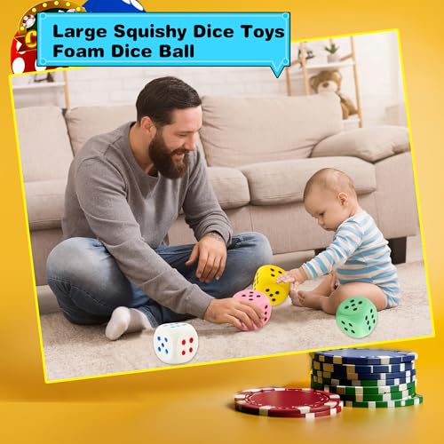 4 Pcs Jumbo Foam Dice Set 4 Inch Large Rounded Edge Playing Dice for Classroom Games Party Activities Kids Learning Math Indoor Outdoor Play (Color Style 4) - color: Color Style 4