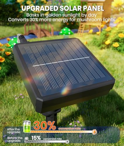 Solar Mushroom Lights Outdoor 9 Pack, Garden Outdoor Decor, 8 Lighting Modes, IP65 Waterproof, Crystal-Clear Fairy Decoration for Pathway/Yard/Flower Bed/Patio/Landscape/Backyard/Dwarf, String 30 FT - color: Emerald Green, size: 9 Pack