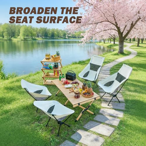 Wind Tour Portable Camping Chair Lightweight Foldable Outdoor Chair for Hiking Camp Backpacking Lawn Beach Fishing Picnic with Carry Bag (Off White) - color: Off White
