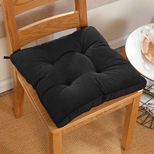Furlide Chair Cushion with Ties 18 x 18 Inch Indoor Outdoor Cushions for Dining Chairs Set of 2, Square Black - color: Black