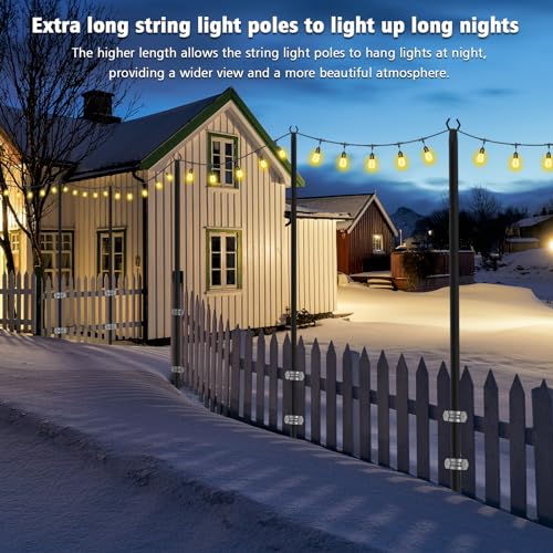 NUERPO String Light Poles,Metal Poles for Hanging Outdoor Light Strings,2 Pack 10 FT Light Poles Stand for Outside Garden,Patio,Wedding,Backyard,Deck,Party - size: 10 FT Light Poles 2 pack