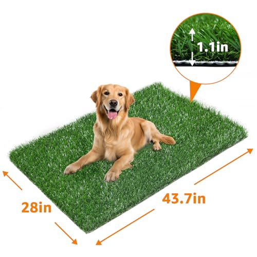 LOOBANI 43.7in x 27.6in Replacement Artificial Grass Puppy Training Pads, Quickly Absorbency Portable Dog Potty Grass, Fit 45x29in Potty Tray(1 Pack) - size: 43.7"x27.6"