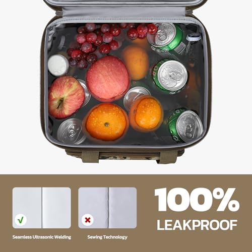 Maelstrom Lunch Box, 23L Insulated Lunch Bag, Expandable Double Deck Cooler Bag, Lightweight Leakproof Tote Bag With Side Tissue Pocket, Suit For Men and Women (I Camouflage with DIY Hook-and-Loop) - color: I Camouflage with DIY Hook-and-Loop