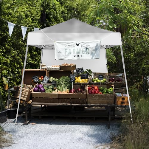 Outvita 6'x6' Pop Up Canopy Tent Commercial Instant Gazebo Tent, Waterproof & UV Protection Canopy Tent with Slant Legs & 1pc sidewall for Party Wedding Birthday BBQ Events - style: 6x6-white